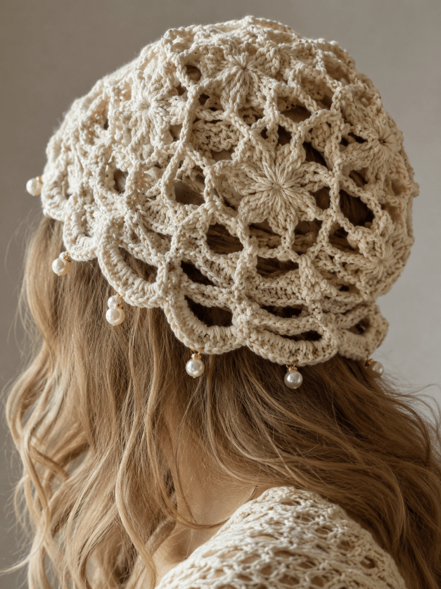 Boho crochet beanie